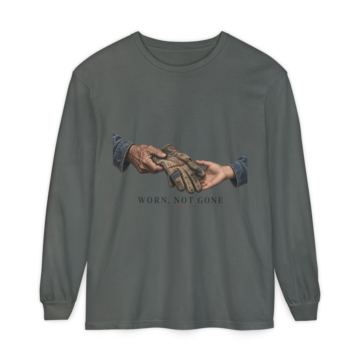 Worn, Not Gone Garment-dyed long-sleeve tee image 2 — LOAF SOCIETY THE CARE OF THINGS