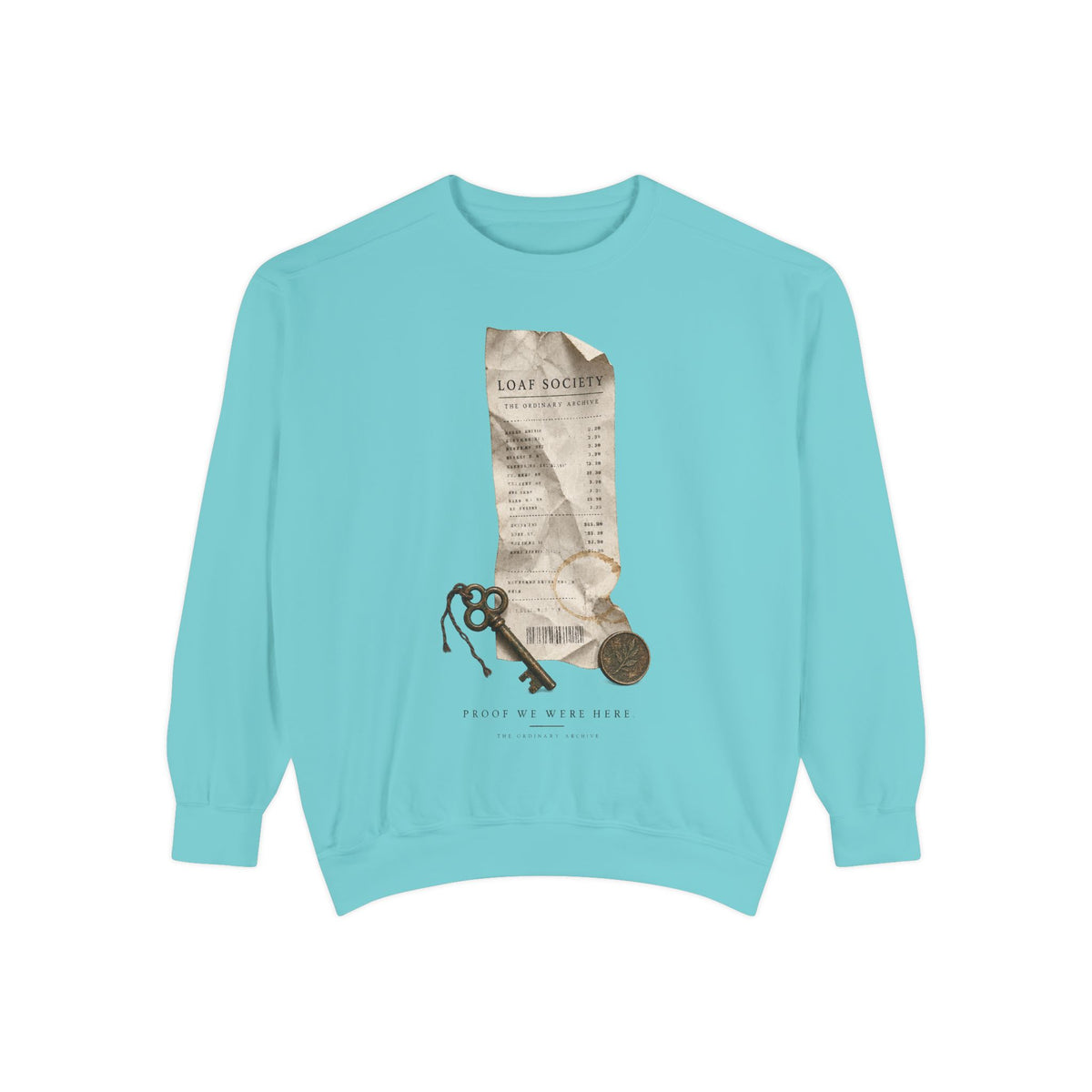 The Last Receipt — Garment-Dyed Crewneck Sweatshirt in Chalky Mint — LOAF SOCIETY product image.