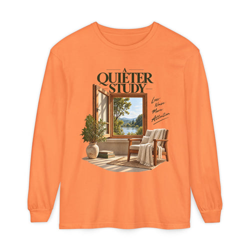 A Quieter Study garment-dyed long-sleeve T-shirt — LOAF SOCIETY product image.