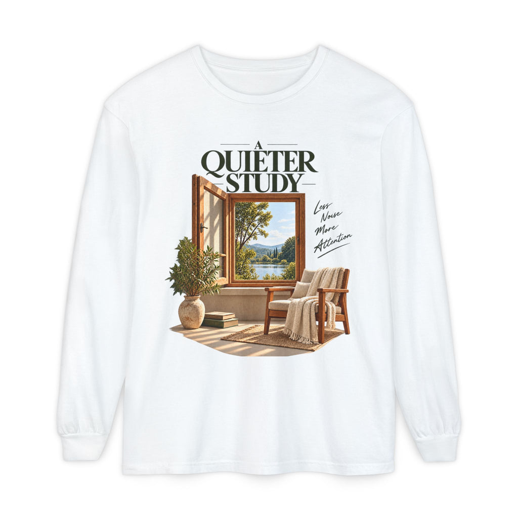 A Quieter Study garment-dyed long-sleeve T-shirt — LOAF SOCIETY product image.