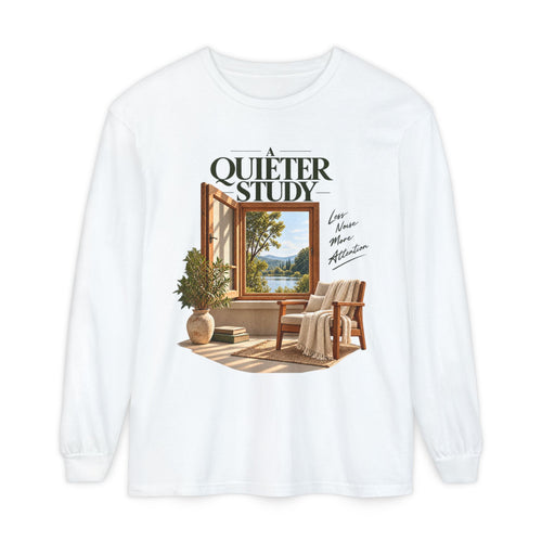 A Quieter Study garment-dyed long-sleeve T-shirt — LOAF SOCIETY product image.