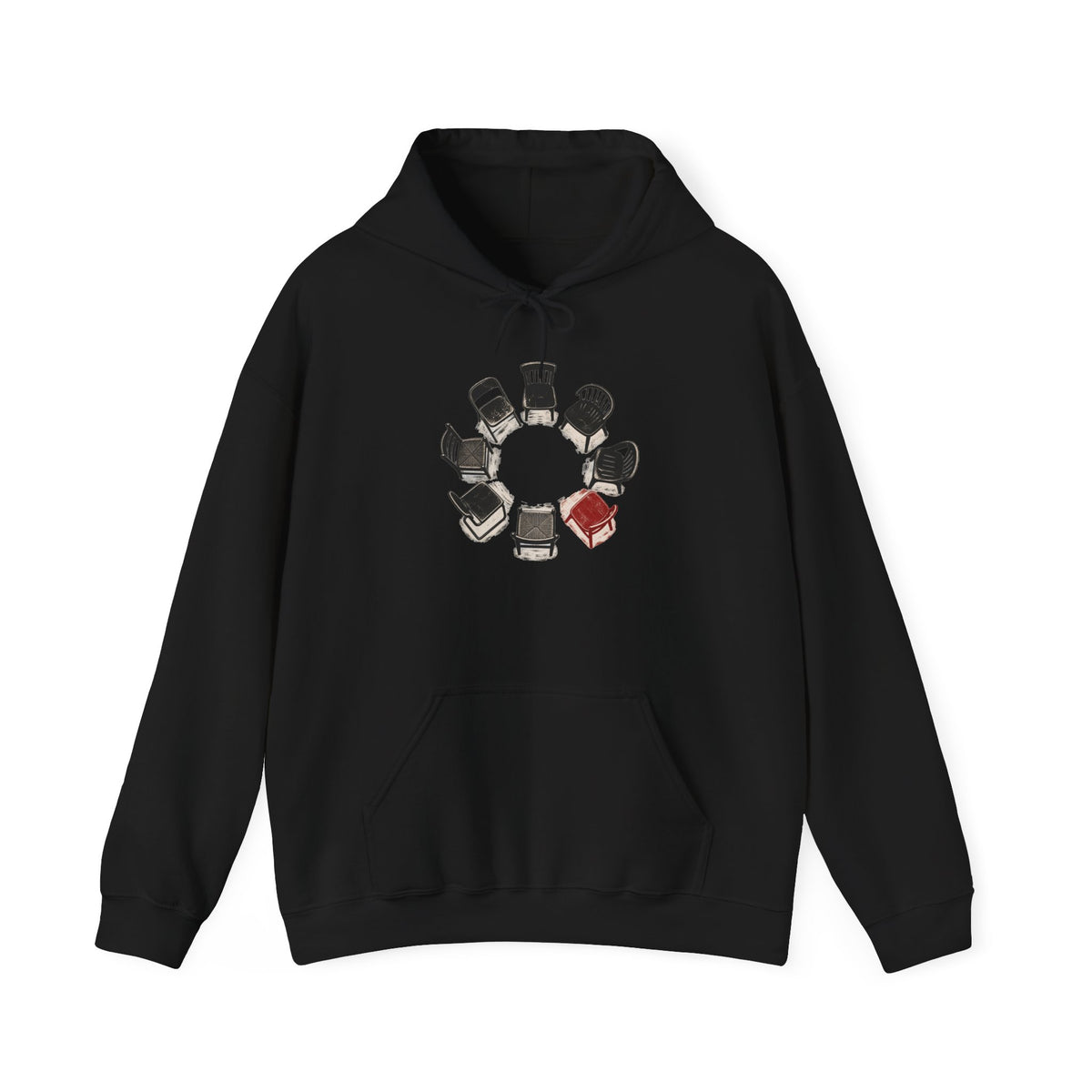 Chairs in a Circle Heavy Blend Hooded Sweatshirt image 2 — LOAF SOCIETY COMMON GROUND