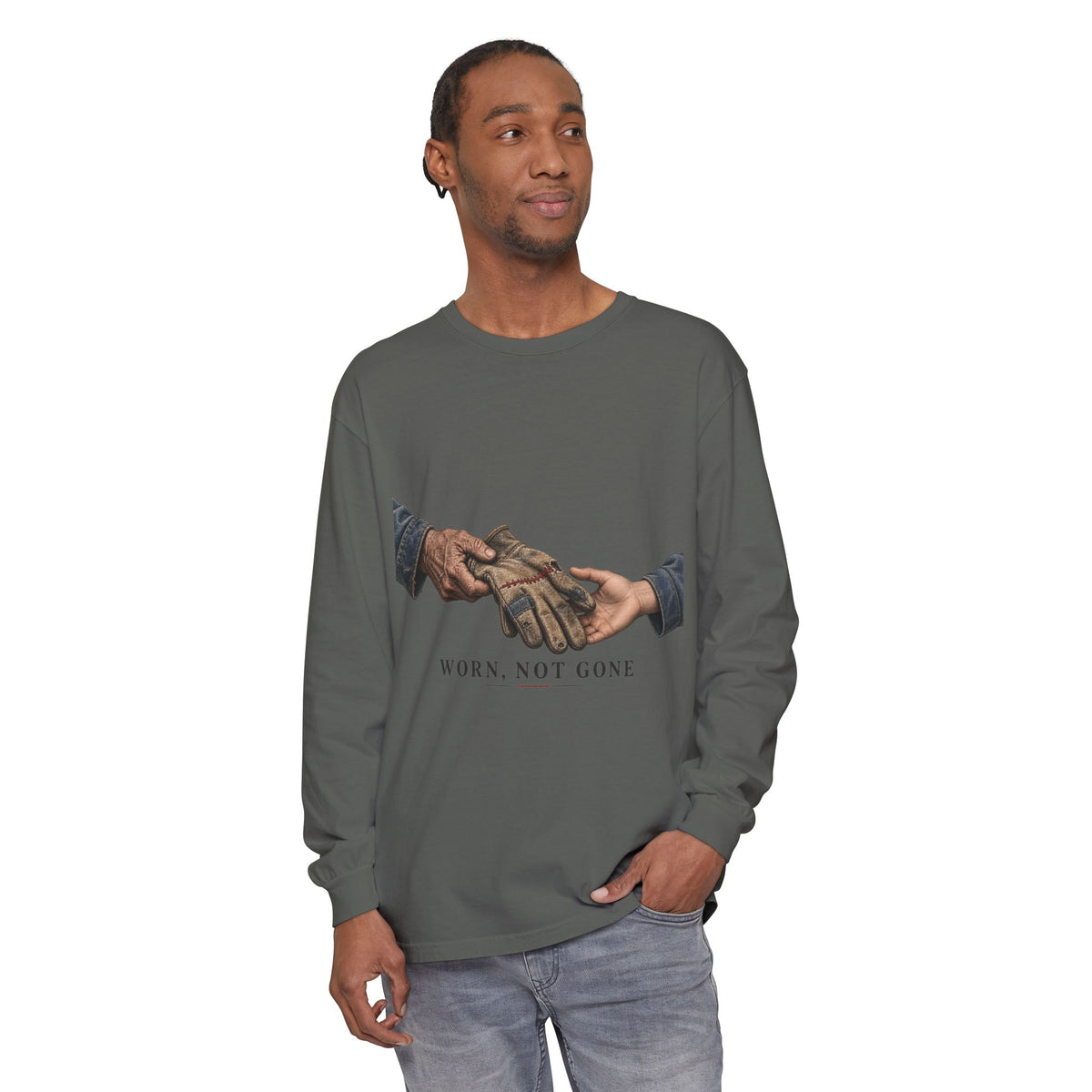 Worn, Not Gone Garment-dyed long-sleeve tee image 9 — LOAF SOCIETY THE CARE OF THINGS