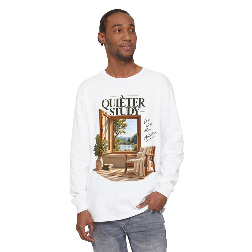 A Quieter Study garment-dyed long-sleeve T-shirt — LOAF SOCIETY product image.