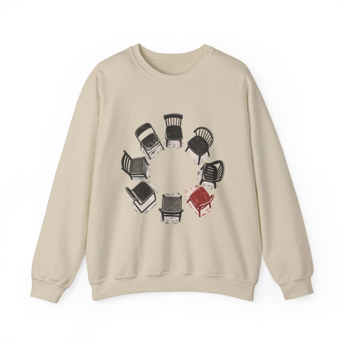 Chairs in a Circle Heavy Blend Crewneck Sweatshirt image 3 — LOAF SOCIETY COMMON GROUND