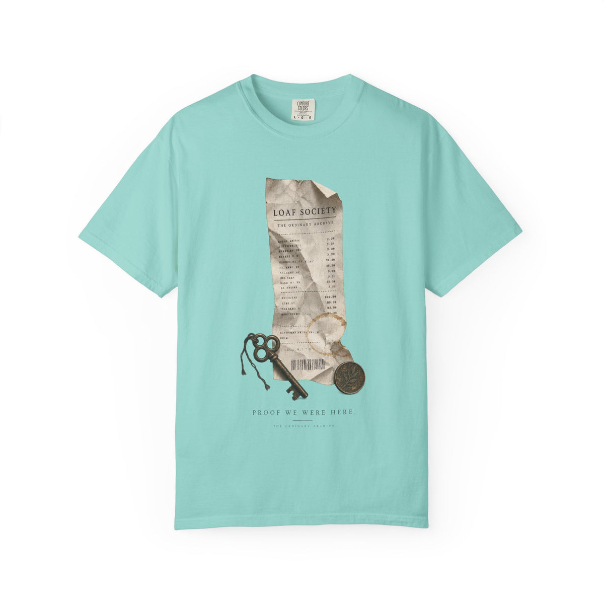 The Last Receipt — Garment-Dyed T-Shirt in Chalky Mint — LOAF SOCIETY product image.