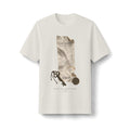 Bone heavyweight T-shirt, front view, with The Last Receipt artwork showing a worn receipt, old key and coin.