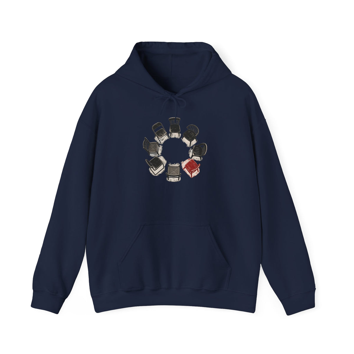 Chairs in a Circle Heavy Blend Hooded Sweatshirt image 6 — LOAF SOCIETY COMMON GROUND