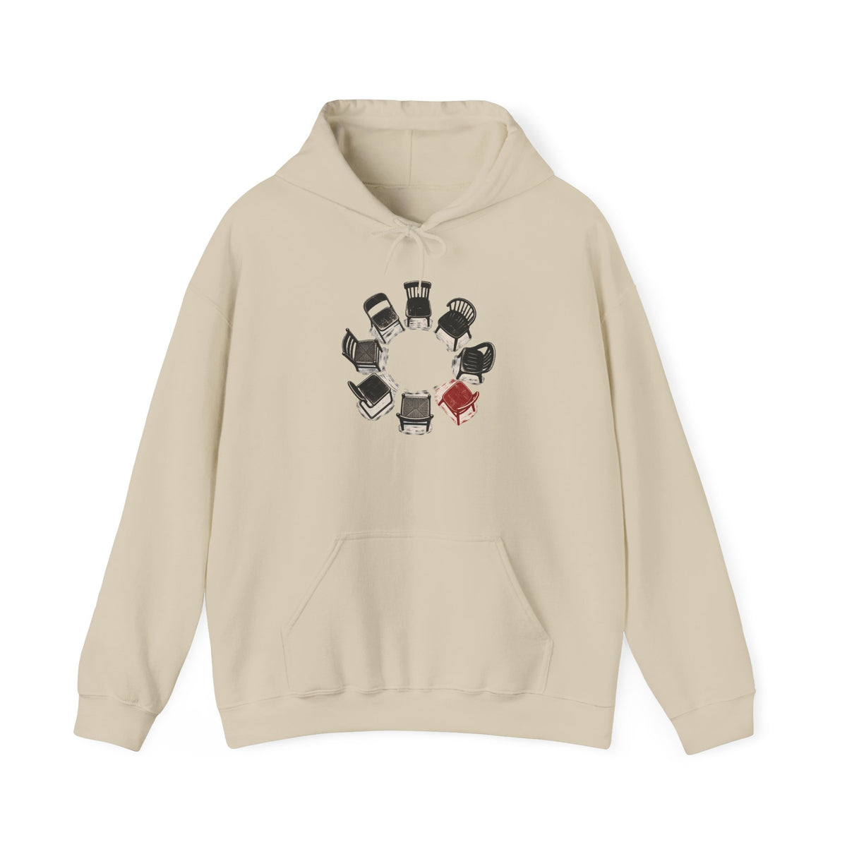 Chairs in a Circle Heavy Blend Hooded Sweatshirt image 3 — LOAF SOCIETY COMMON GROUND
