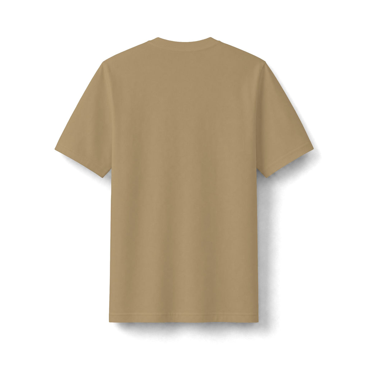 Tan heavyweight T-shirt, plain back view.