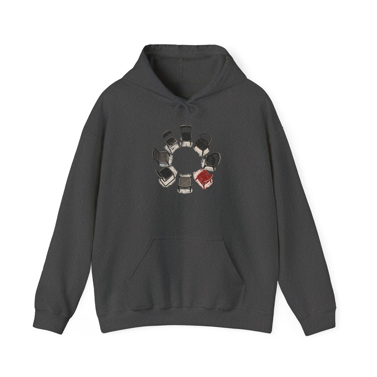 Chairs in a Circle Heavy Blend Hooded Sweatshirt image 4 — LOAF SOCIETY COMMON GROUND