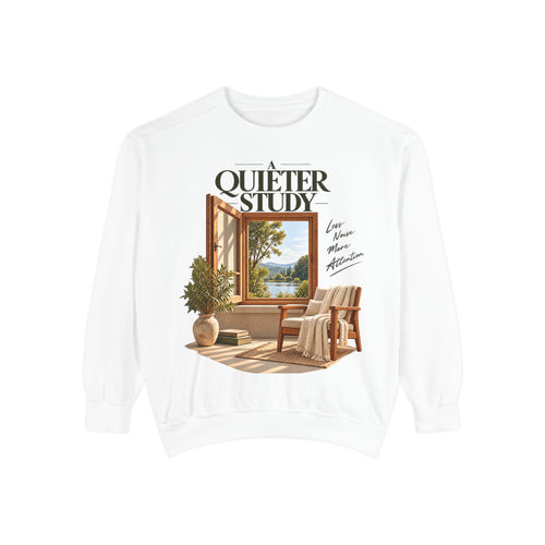 A Quieter Study — Garment-Dyed Crewneck Sweatshirt in White — LOAF SOCIETY product image.