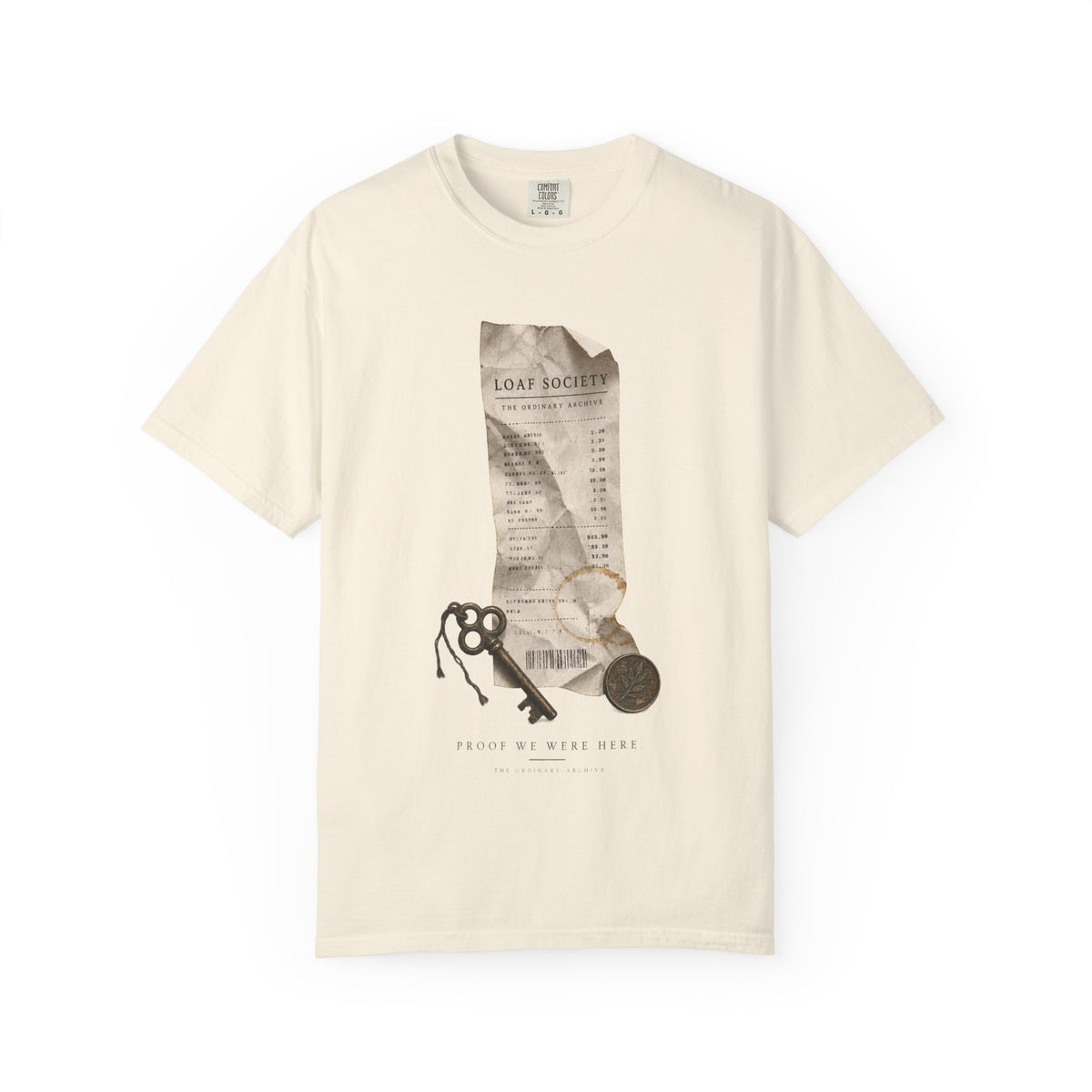 The Last Receipt — Garment-Dyed T-Shirt in Ivory — LOAF SOCIETY product image.