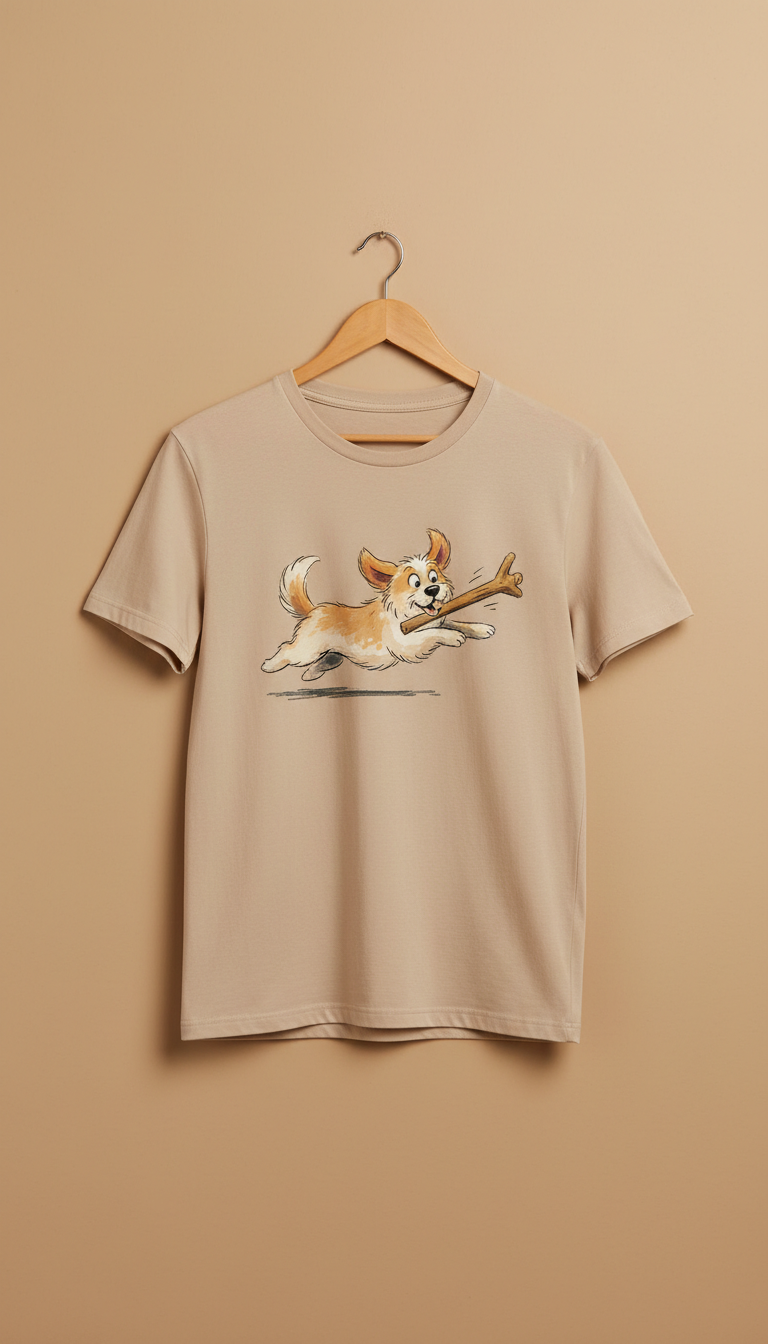 Graphic Tee with Dog Illustration