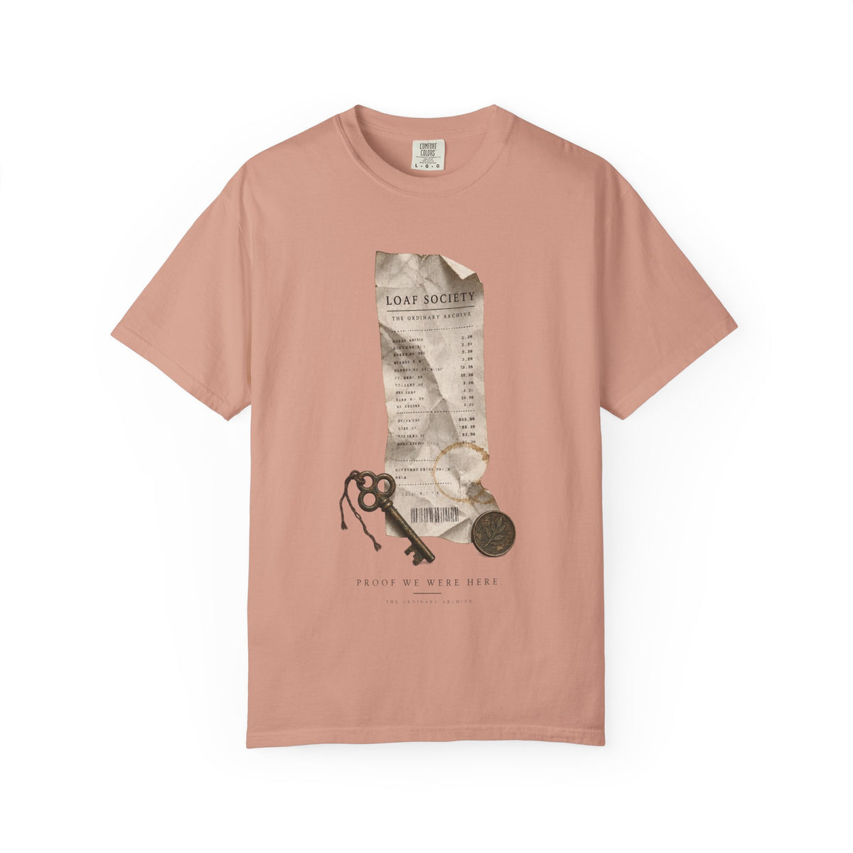 The Last Receipt — Garment-Dyed T-Shirt in Peachy — LOAF SOCIETY product image.