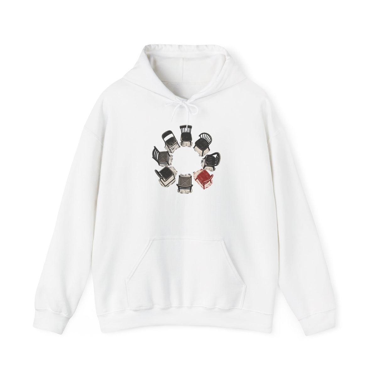 Chairs in a Circle Heavy Blend Hooded Sweatshirt image 1 — LOAF SOCIETY COMMON GROUND