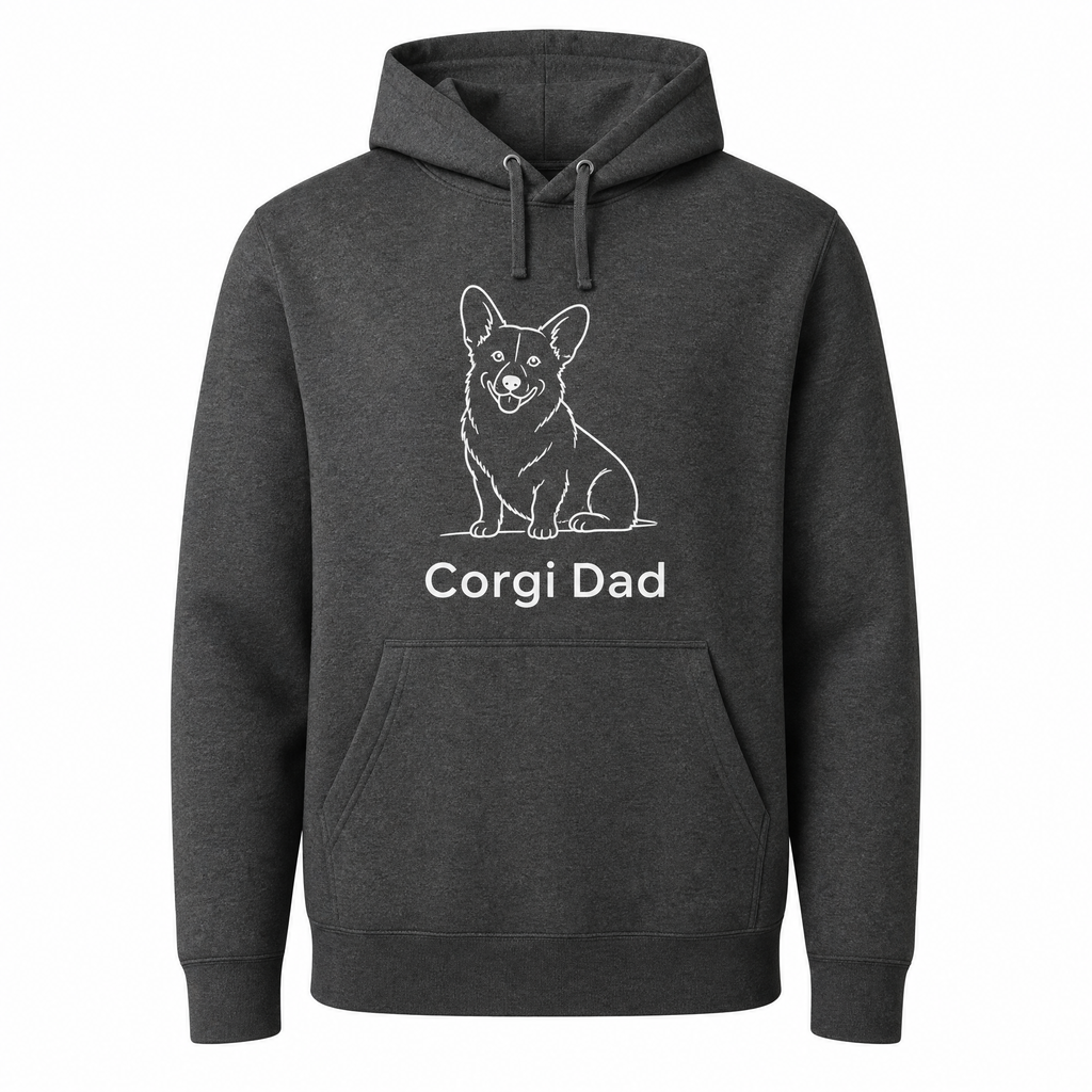 Corgi Dad Hoodie — Minimalist Dog Dad Pullover — Corgi Lover Gift — Premium Cotton Blend
