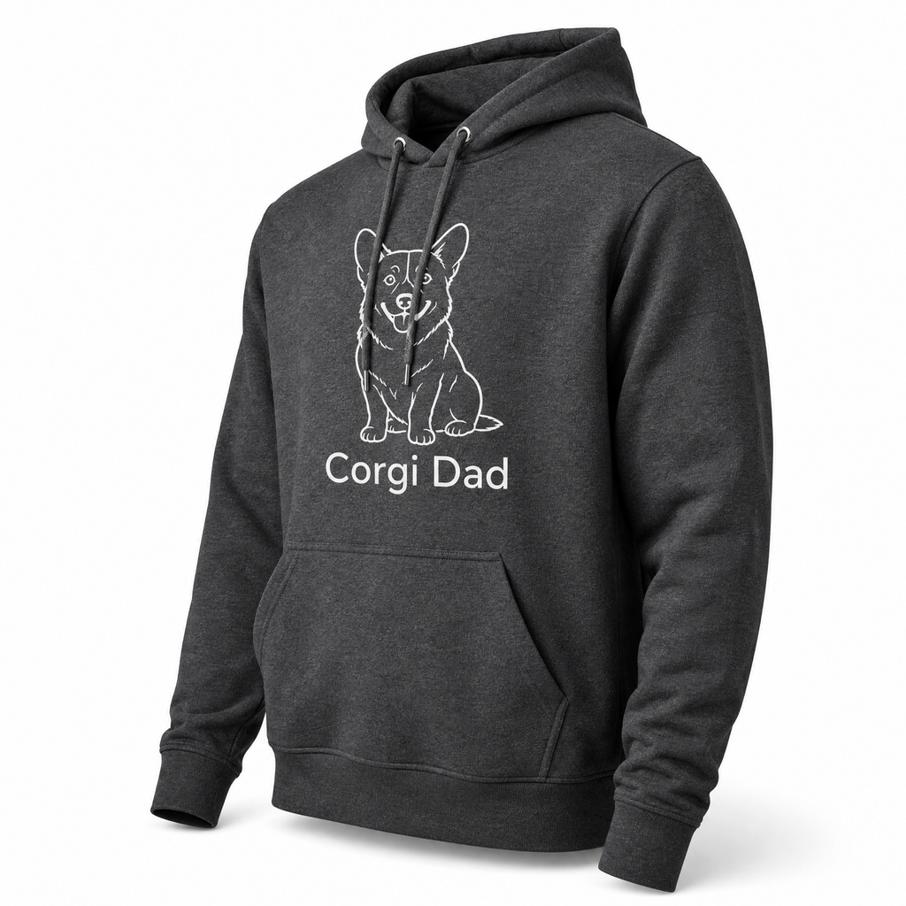 Corgi Dad Hoodie — Minimalist Dog Dad Pullover — Corgi Lover Gift — Premium Cotton Blend