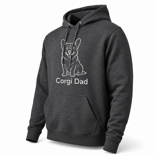 Corgi Dad Hoodie — Minimalist Dog Dad Pullover — Corgi Lover Gift — Premium Cotton Blend